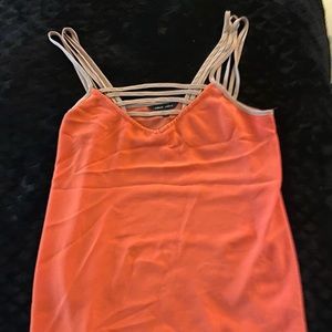Naked Zebra, size Small, orange with tan straps tank top